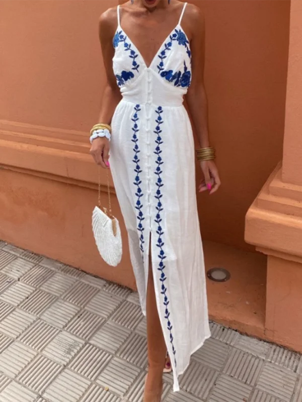 Blue Zone Planet | Ida's Sexy Floral Embroidered Spaghetti Strap Maxi Dress Stylish Boho Chic Maxi Dress Blue Zone Planet | Ida's Sexy Floral Embroidered Spaghetti Strap Maxi Dress Stylish Boho Chic Maxi Dress