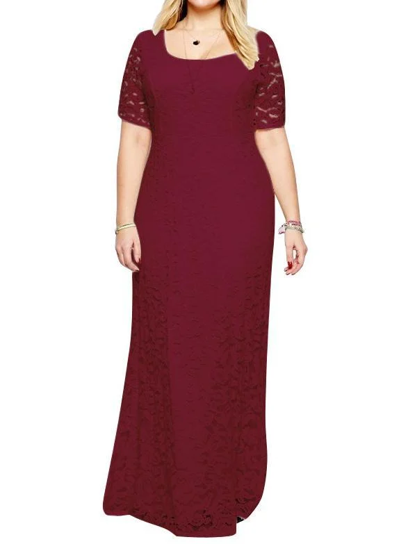 Lace Short Sleeve Fashion Evening Party Maxi Dress Cozy Wrap Maxi Dress