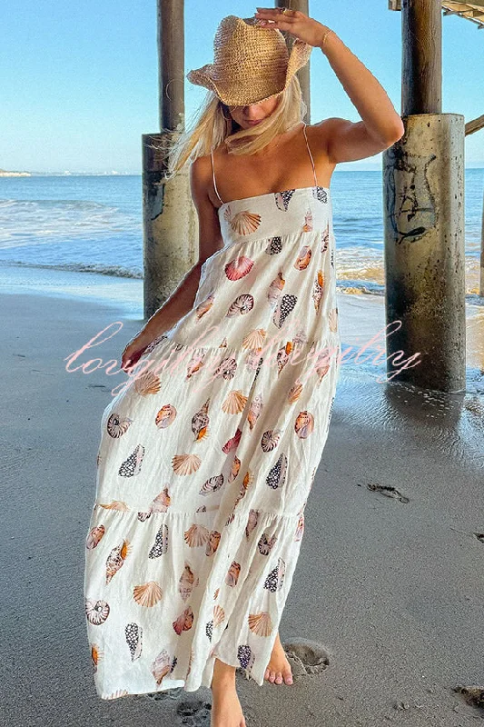 Long Weekend Linen Blend Shells Unique Print Smocked Pocket Lightweight Maxi Dress Stylish Button-Up Maxi Dress Long Weekend Linen Blend Shells Unique Print Smocked Pocket Lightweight Maxi Dress Stylish Button-Up Maxi Dress