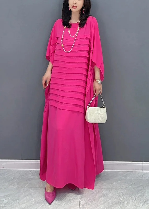 Plus Size Rose Patchwork Solid Maxi Dress Short Sleeve Trendy Maxi Dress with Lace