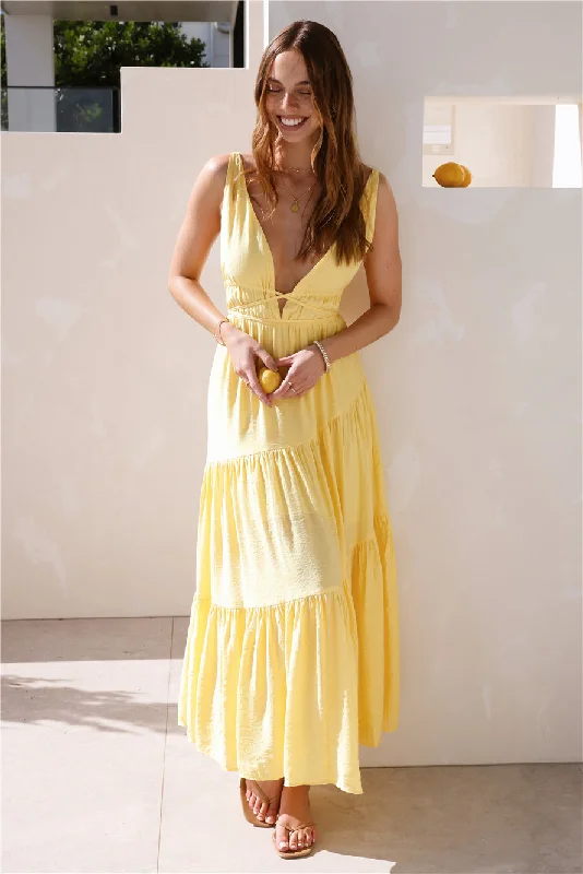 Pure Delights Maxi Dress Yellow Cozy Longline Maxi Dress