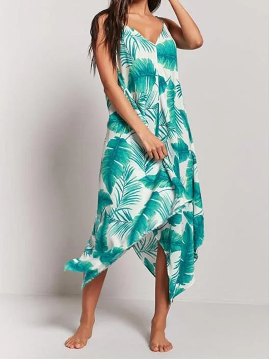 Sexy Printed Spaghetti Strap Irregular Beach Maxi Dress Trendy Floral Print Maxi Dress Sexy Printed Spaghetti Strap Irregular Beach Maxi Dress Trendy Floral Print Maxi Dress