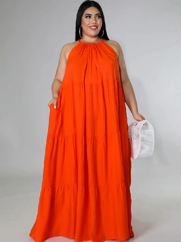 Halter Neck Sleeveless Lace Up Ruffle Swing Maxi Dress Trendy Floral Print Maxi Dress Halter Neck Sleeveless Lace Up Ruffle Swing Maxi Dress Trendy Floral Print Maxi Dress