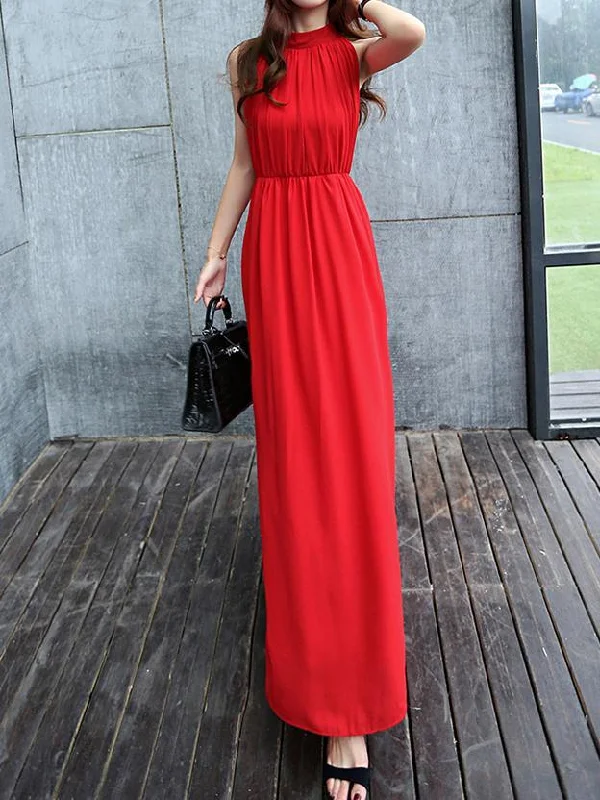 Summer Chiffon Sleeveless Bohemia Maxi Dress Fashionable Off-Shoulder Maxi Dress