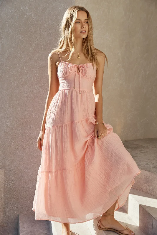 Vacay Breeze Maxi Dress Pink Elegant Maxi Dress with Pockets