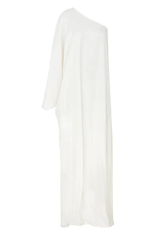 VENUS WHITE SWAN ONE-SHOULDER SATIN MAXI DRESS Cozy Ribbed Maxi Dress