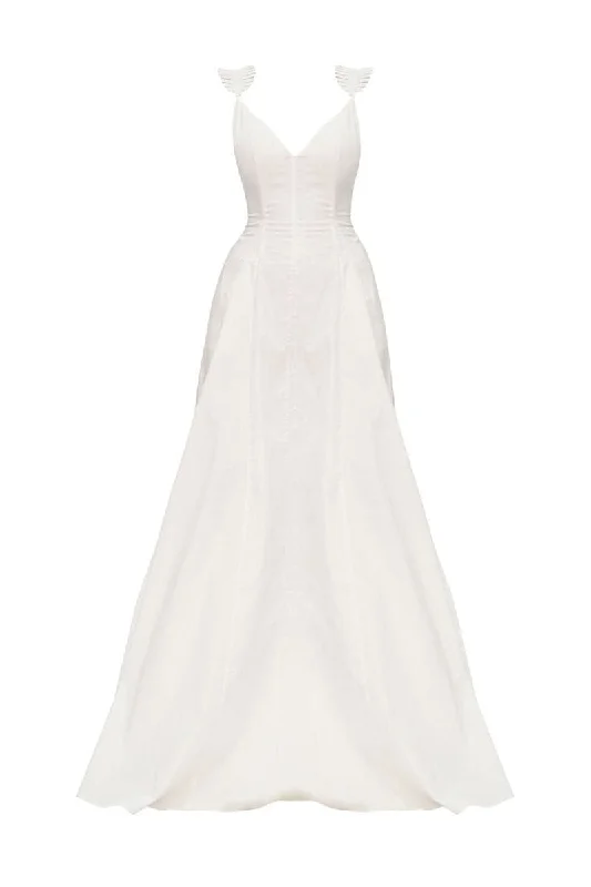 VOLA WHITE MAXI DRESS Elegant Maxi Dress with Lace