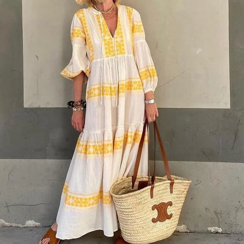 Women V Neck Plus Sizes Fall Long Maxi Dresses Stylish One-Shoulder Maxi Dress
