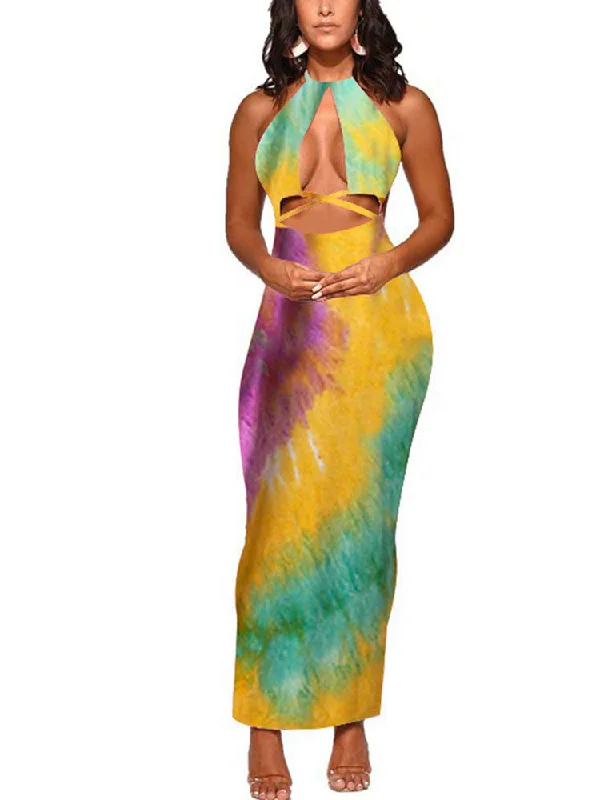 Two Piece Halter Top & Maxi Dress Outfits Cozy Knitted Maxi Dress