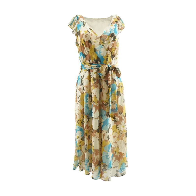 Multi Floral Maxi Dress Comfortable Satin Maxi Dress