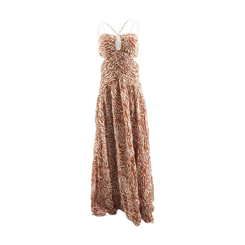 Rust Animal Print Maxi Dress Chic Button-Up Maxi Dress