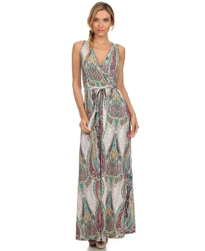 Sleeveless Paris Maxi Dress Sleeveless Paisley Ivory Pink Comfortable Plunging Neckline Maxi Dress Sleeveless Paris Maxi Dress Sleeveless Paisley Ivory Pink Comfortable Plunging Neckline Maxi Dress