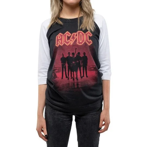 AC/DC Womens/Ladies PWR-UP UK Cotton Raglan T-Shirt Real Fur Shearling Chenille