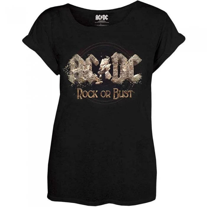 AC/DC Womens/Ladies Rock Or Bust T-Shirt Fleece Nylon Spandex