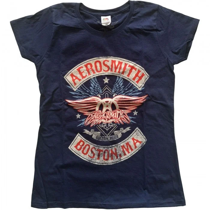 Aerosmith Womens/Ladies Boston Pride Cotton T-Shirt Seamless Knitted Crochet