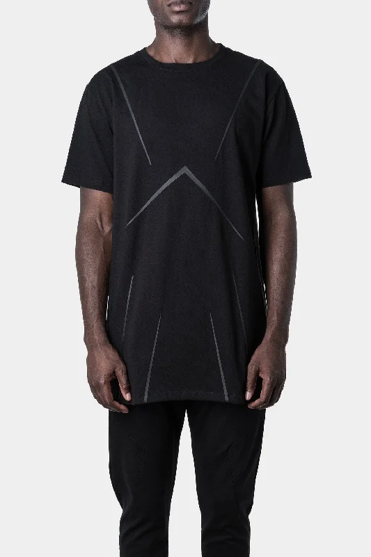 Black on black printed crewneck T-Shirt Solid Print Embellished