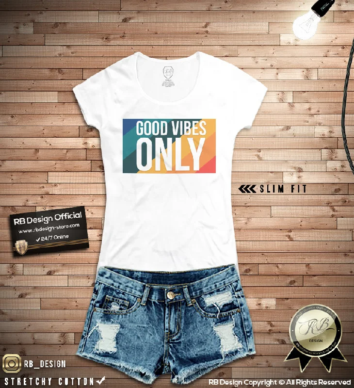 Women's Summer T-shirt Good Vibes Only Printed Tank Top WD308 V-Neck T-Shirt Long Sleeve Cotton Women's Summer T-shirt Good Vibes Only Printed Tank Top WD308 V-Neck T-Shirt Long Sleeve Cotton