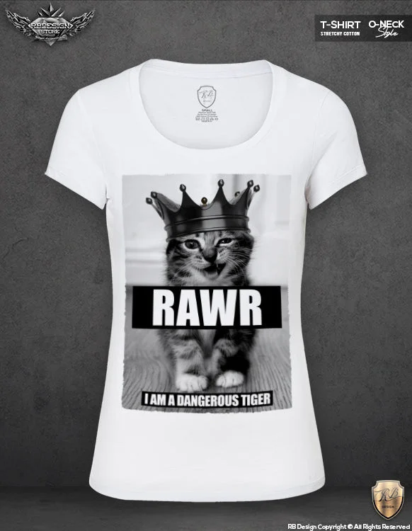 RAWR I Am a Dangerous Tiger Women's Cat T-shirt WD08 Layered Multi-layer Single Layer RAWR I Am a Dangerous Tiger Women's Cat T-shirt WD08 Layered Multi-layer Single Layer
