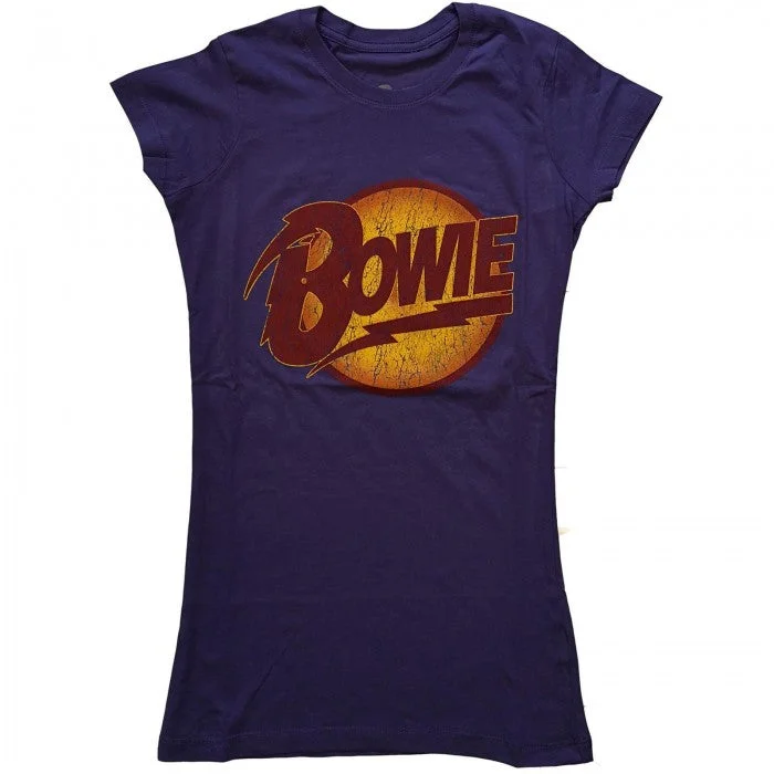 David Bowie Womens/Ladies Diamond Dogs Vintage Logo T-Shirt Collared T-Shirt Boat Neck A-Line David Bowie Womens/Ladies Diamond Dogs Vintage Logo T-Shirt Collared T-Shirt Boat Neck A-Line
