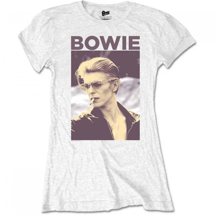 David Bowie Womens/Ladies Smoking T-Shirt Elasticated Padded Insulated