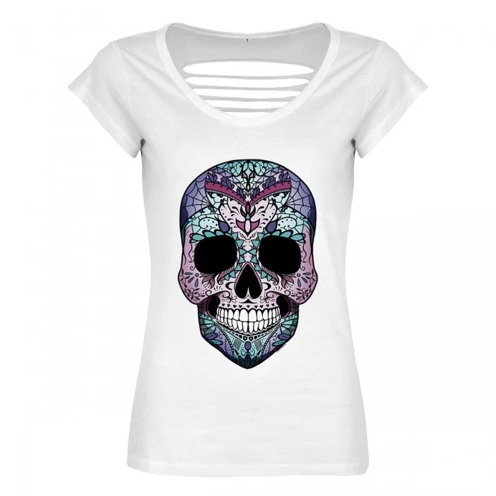 Grindstore Ladies/Womens Amaranthine Sugar Skull Razor Back T-Shirt Polka Dot Checkered Tartan Grindstore Ladies/Womens Amaranthine Sugar Skull Razor Back T-Shirt Polka Dot Checkered Tartan