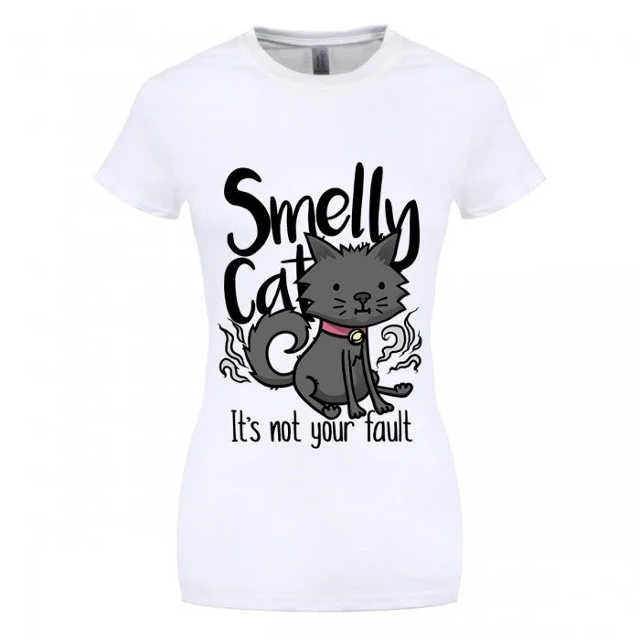 Grindstore Womens/Ladies Smelly Cat T-Shirt Anti-Pilling Machine Wash Handmade