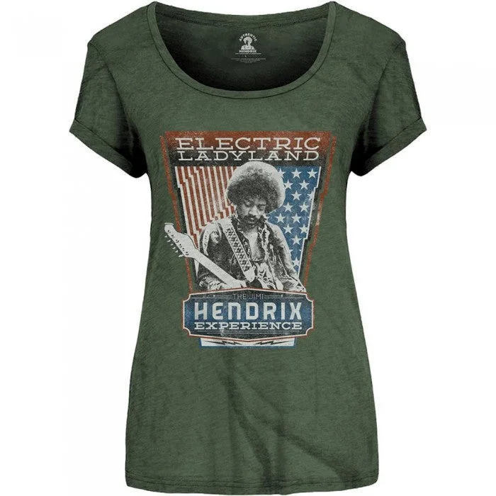 Jimi Hendrix Womens/Ladies Electric Ladyland Cotton T-Shirt Houndstooth Herringbone Solid Jimi Hendrix Womens/Ladies Electric Ladyland Cotton T-Shirt Houndstooth Herringbone Solid