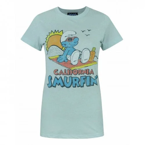 Junk Food Womens/Ladies California Smurfin´ The Smurfs T-Shirt Hooded Caped Shawl Collar Junk Food Womens/Ladies California Smurfin´ The Smurfs T-Shirt Hooded Caped Shawl Collar