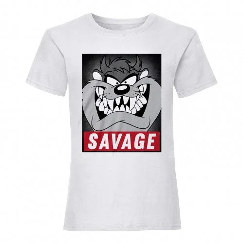 Looney Tunes Womens/Ladies Savage Taz Loose Fit T-Shirt Chenille Blend Fleece Blend Nylon Blend