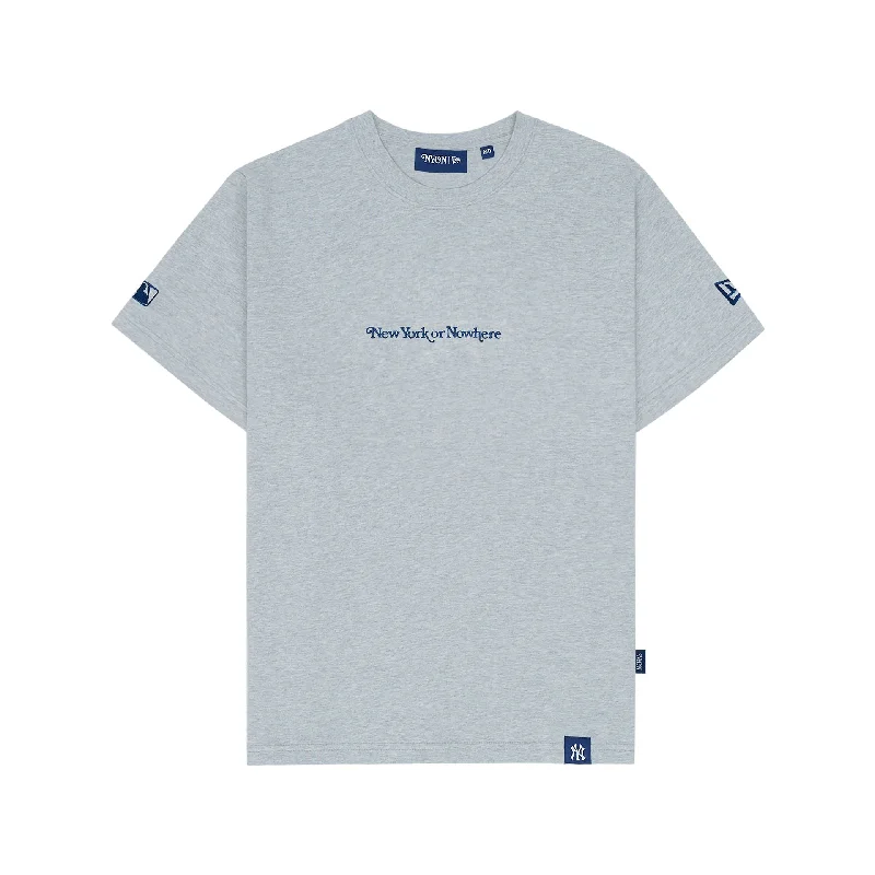 New York or Nowhere x New York Yankees Gray Women's T-Shirt Front Pockets Side Pockets Patch Pockets