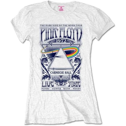 Pink Floyd Womens/Ladies Carnegie Hall Poster T-Shirt V-Neck T-Shirt Long Sleeve Cotton Pink Floyd Womens/Ladies Carnegie Hall Poster T-Shirt V-Neck T-Shirt Long Sleeve Cotton