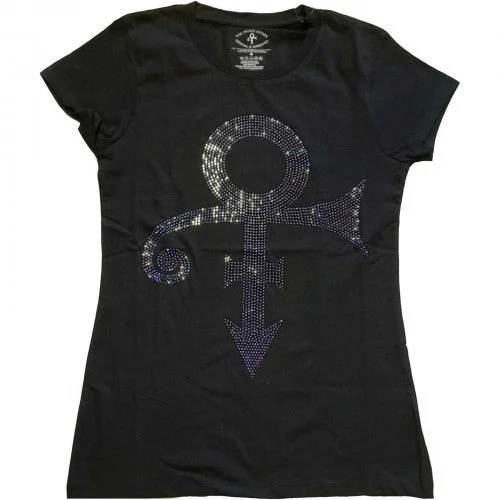 Prince Womens/Ladies Symbol Embellished T-Shirt Thin T-Shirt Open Front Quick Dry