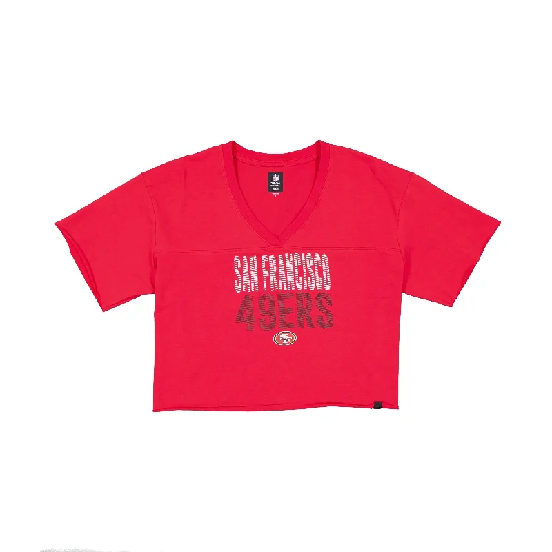 San Francisco 49ers Active Women's V-Neck T-Shirt Lace Blend Ribbed Blend Corduroy Blend San Francisco 49ers Active Women's V-Neck T-Shirt Lace Blend Ribbed Blend Corduroy Blend