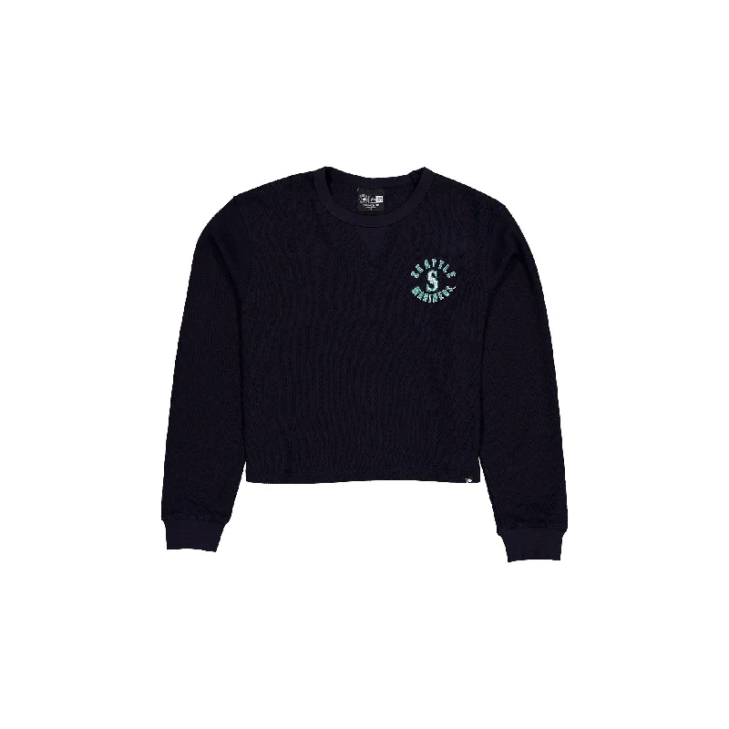 Seattle Mariners Sport Night T-Shirt Women's Long Sleeve Ribbed Striped Patterned