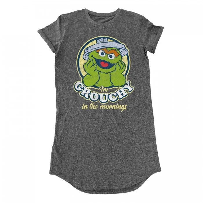 Sesame Street Womens/Ladies Grouchy In The Morning T-Shirt Dress Polka Dot Checkered Tartan