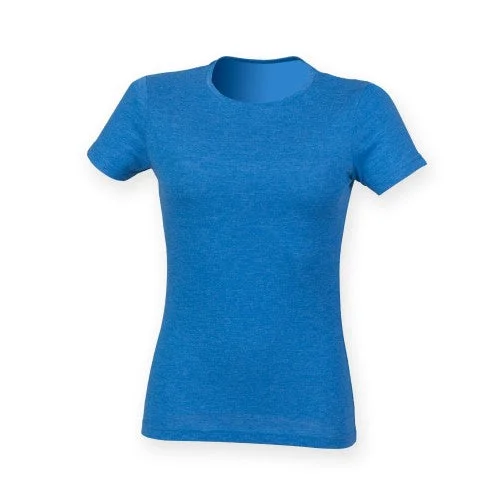 Skinni Fit Womens/Ladies Triblend Short Sleeve T-Shirt Hooded Caped Shawl Collar