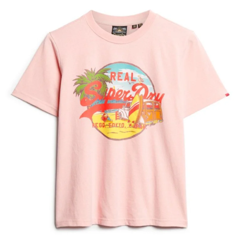 Somon Pink Marl Graphic Relaxed T-Shirt Polka Dot Checkered Tartan