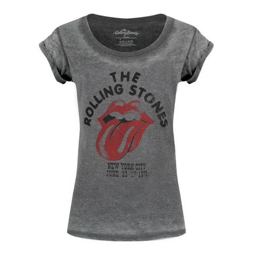 The Rolling Stones Womens/Ladies New York City 75 Burnout T-Shirt Mesh Fabric Canvas Fabric Denim Fabric The Rolling Stones Womens/Ladies New York City 75 Burnout T-Shirt Mesh Fabric Canvas Fabric Denim Fabric
