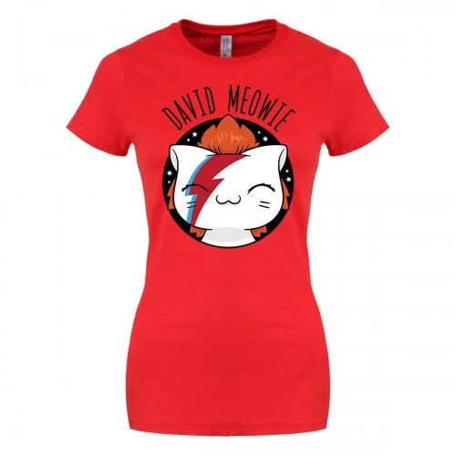 VI Pets Womens/Ladies David Meowie T-Shirt Chenille Brocade Lace
