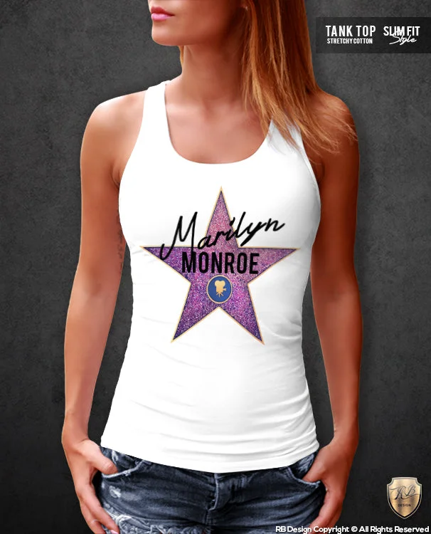 Walk of Fame Women's T-shirt Monroe Hollywood Star Tank Top WD97 Beaded Sequined Faux Fur Walk of Fame Women's T-shirt Monroe Hollywood Star Tank Top WD97 Beaded Sequined Faux Fur