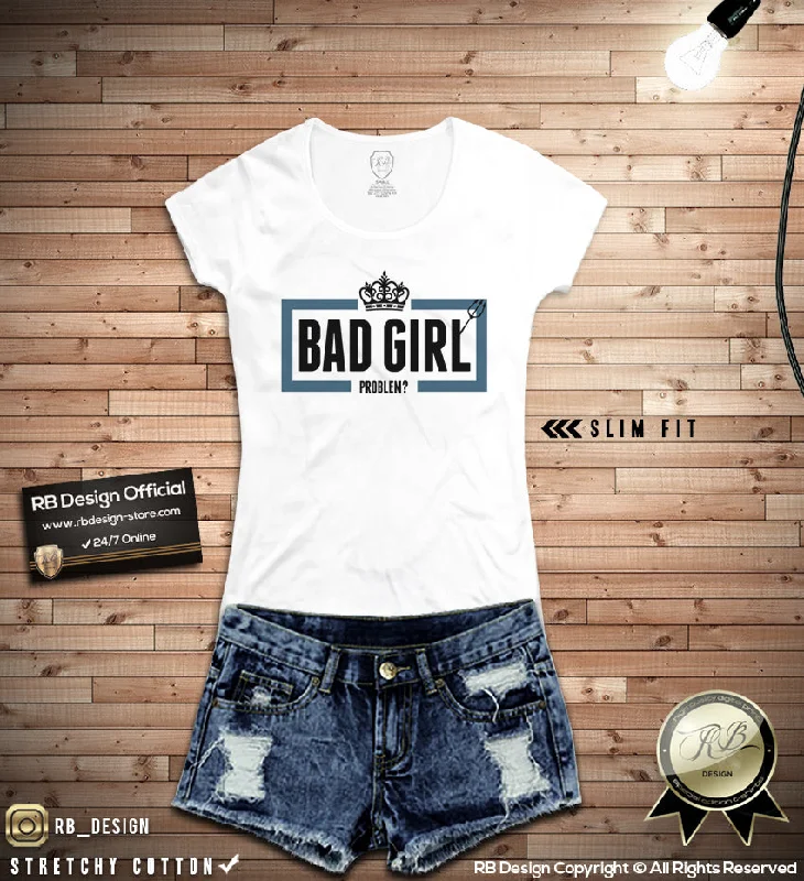 Women's Bad Girl T-shirt Devilish Inside Ladies Tank Top WD081 Blue Sequined Glittery Shiny Women's Bad Girl T-shirt Devilish Inside Ladies Tank Top WD081 Blue Sequined Glittery Shiny