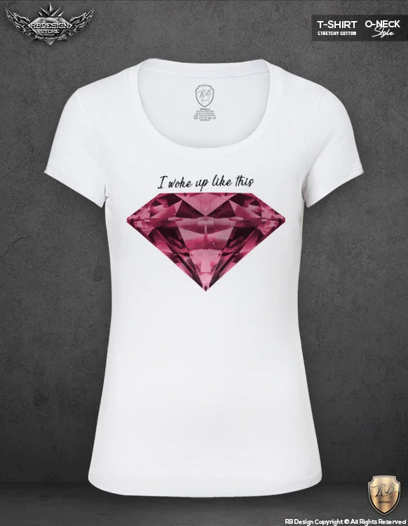Women's Diamond T-shirt I Woke Up Like This Tank Top WD070 Pink Collared T-Shirt Boat Neck A-Line Women's Diamond T-shirt I Woke Up Like This Tank Top WD070 Pink Collared T-Shirt Boat Neck A-Line
