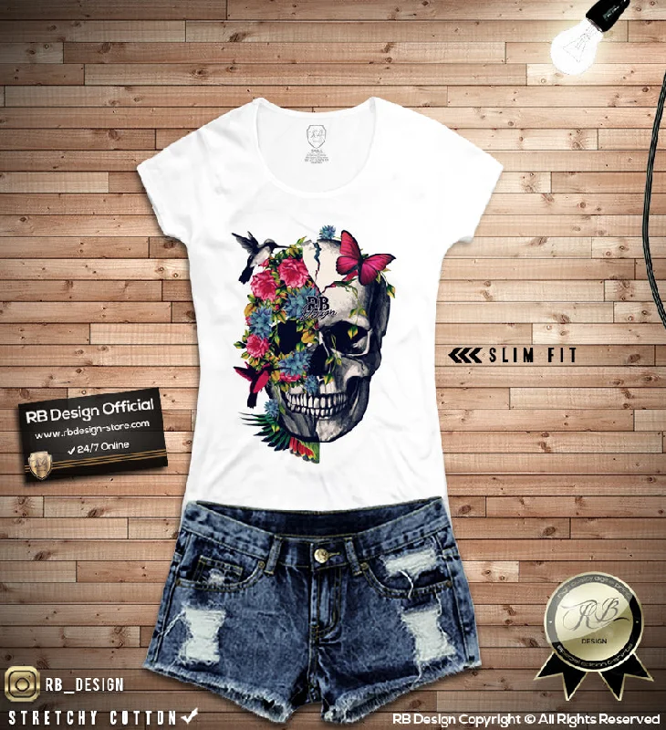 Women's Floral Flowers Skull T-shirt Half-life Graphic Tank Top WD220 Hooded Caped Shawl Collar Women's Floral Flowers Skull T-shirt Half-life Graphic Tank Top WD220 Hooded Caped Shawl Collar