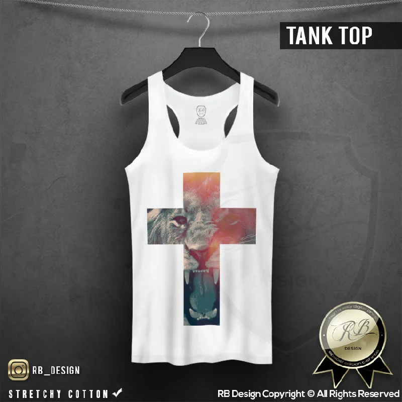 Women's Lion T-shirt Colorful Cross RB Design Tank Top WD265 C Satin Fabric Silk Fabric Chiffon Fabric Women's Lion T-shirt Colorful Cross RB Design Tank Top WD265 C Satin Fabric Silk Fabric Chiffon Fabric