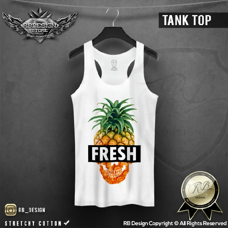 Women's Pineapple Skull T-shirt Fresh Wording Tank Top WD06 Zippered Buttoned Snapped Women's Pineapple Skull T-shirt Fresh Wording Tank Top WD06 Zippered Buttoned Snapped