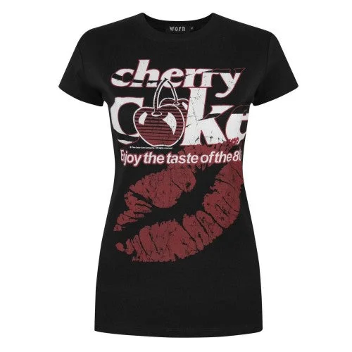 Worn Womens/Ladies Cherry Coke Taste Of The 80s T-Shirt Modern Contemporary Chic