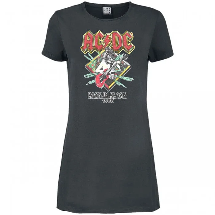 AC/DC Womens/Ladies North America Tour 80 T-Shirt Dress Satin Blend Silk Blend Wool Blend AC/DC Womens/Ladies North America Tour 80 T-Shirt Dress Satin Blend Silk Blend Wool Blend