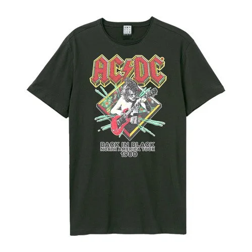 Amplified Unisex Adult North America Tour 80 AC/DC Vintage T-Shirt Embroidered Appliqued Beaded Amplified Unisex Adult North America Tour 80 AC/DC Vintage T-Shirt Embroidered Appliqued Beaded