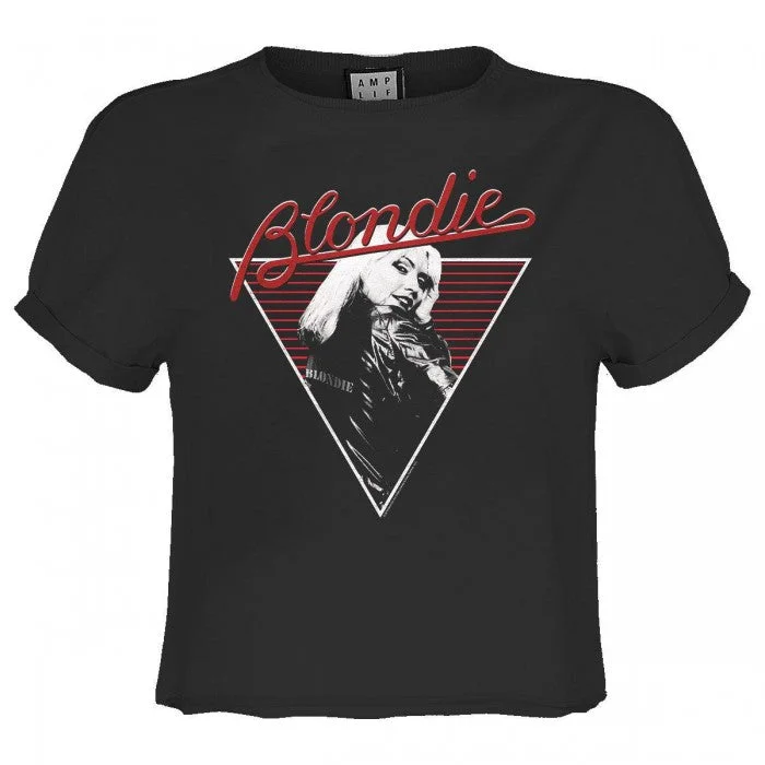 Amplified Womens/Ladies 74 Blondie Crop T-Shirt Lace Blend Ribbed Blend Corduroy Blend