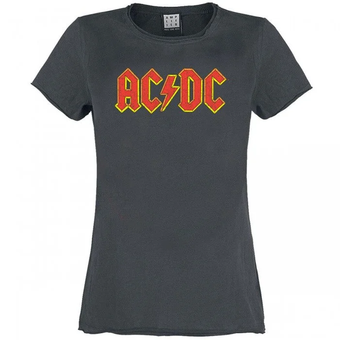 Amplified Womens/Ladies AC/DC Logo T-Shirt Polka Dot Checkered Tartan